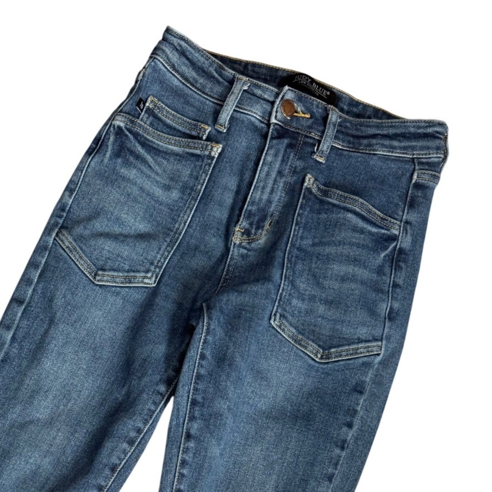 Judy Blue High Waist Skinny Jeans Dark Wash Front Patch Pockets JB88687 DK 0/24